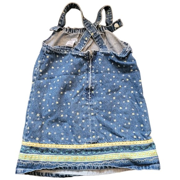 Blue Jumper Dress Denim Floral Butterfly Deorative Trim Girls XL 6 Years Jj3471 - Picture 4 of 5